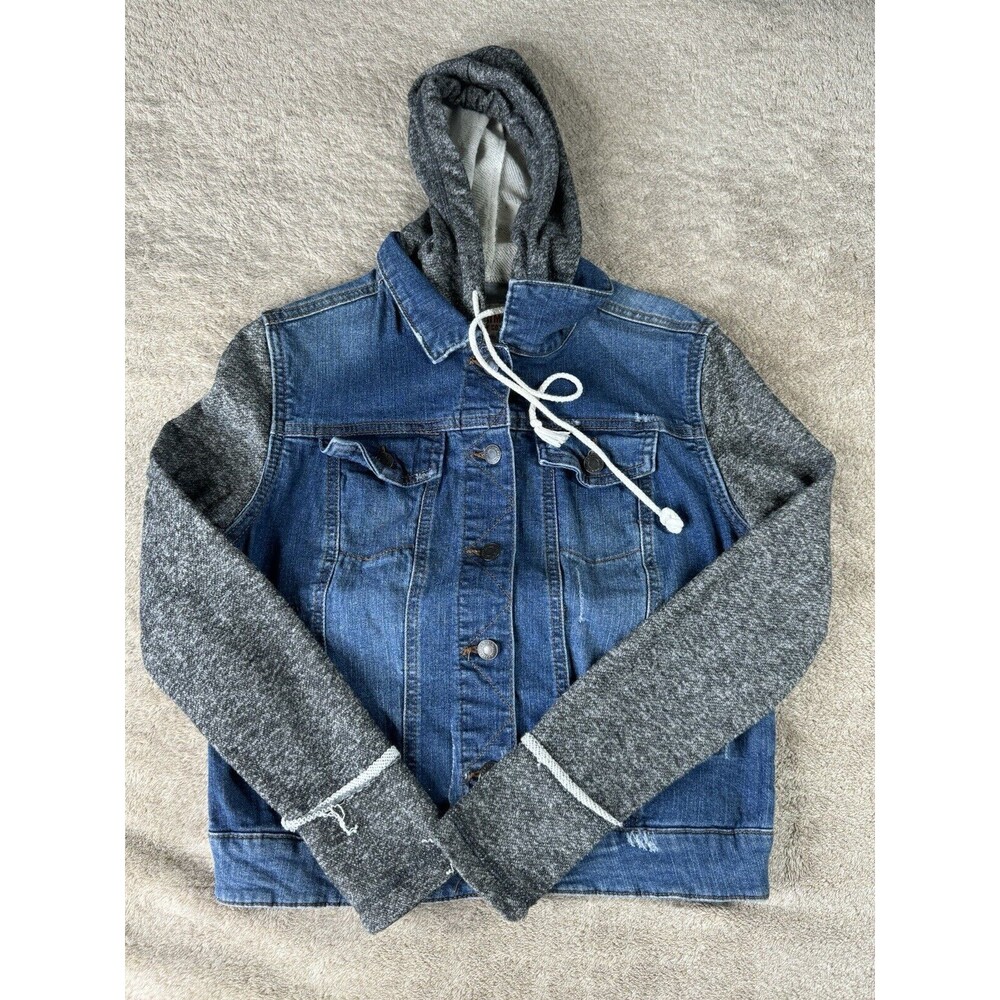 Mossimo Denim Distressed Sweater Jean Jacket size Small